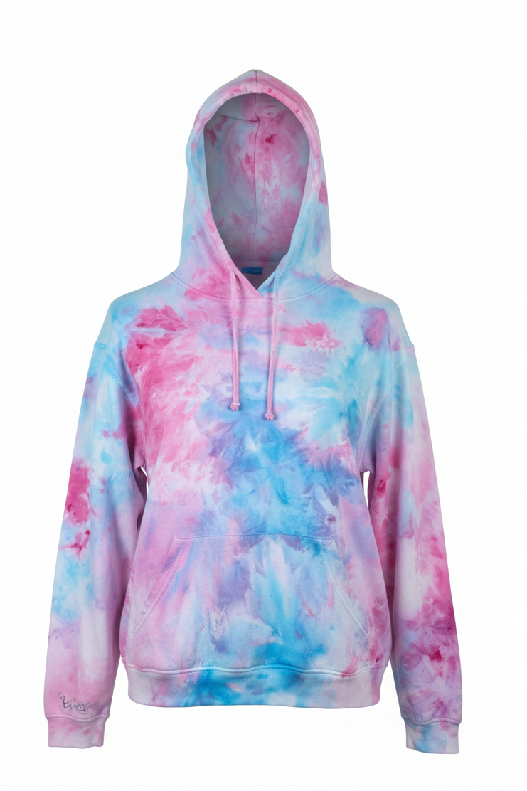Cotton Candy - Ice Dyed Hoodie Pink & Blue