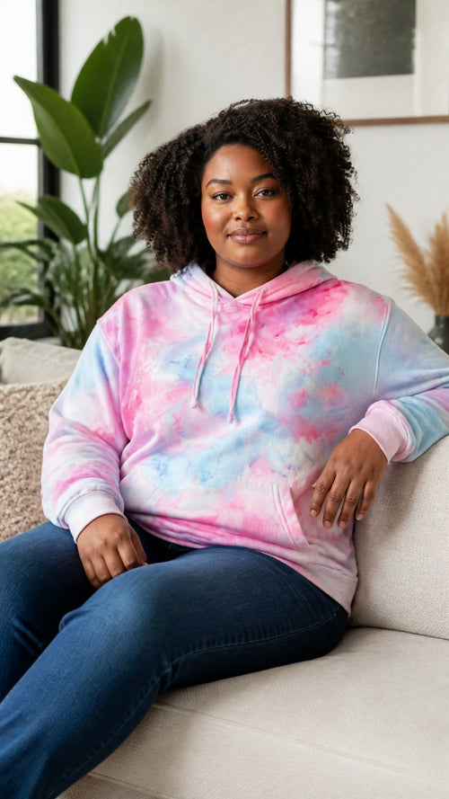 Cotton Candy - Ice Dyed Hoodie Pink & Blue