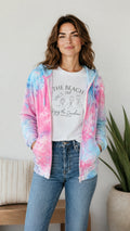 Cotton Candy - Ice Dyed full zip Hoodie Pink & Blue